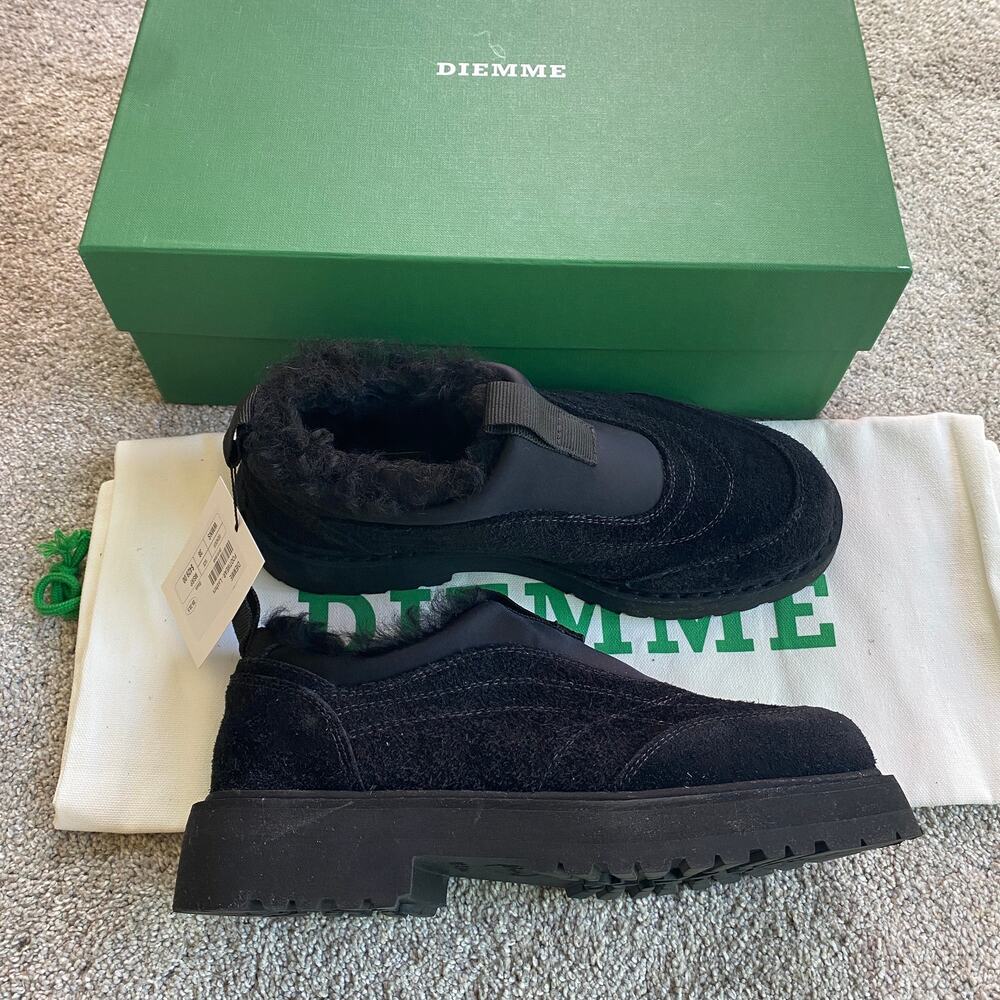 Diemme Lauro Black Suede Sherpa Lined Chunky Slip-on Shoes W Size EU 38 / US 7